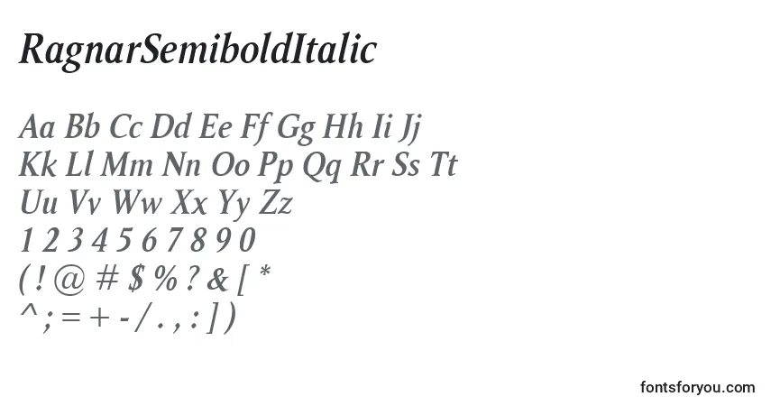 characters of ragnarsemibolditalic font, letter of ragnarsemibolditalic font, alphabet of  ragnarsemibolditalic font