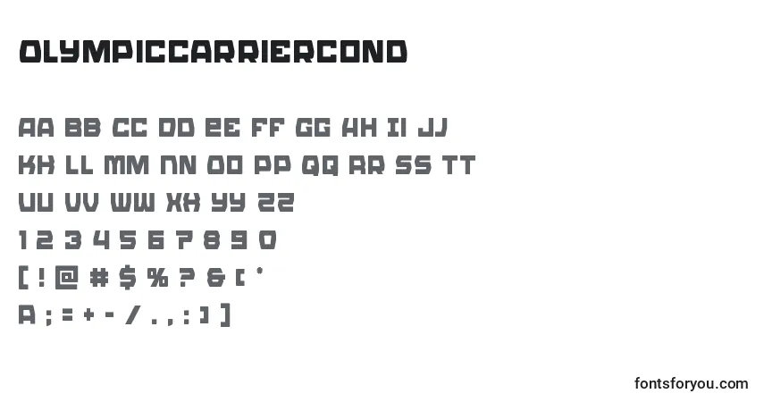 Czcionka Olympiccarriercond – alfabet, cyfry, specjalne znaki