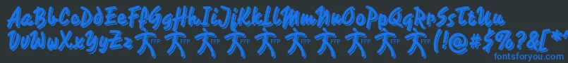 フォントCaminataOneDemoFfp – 黒い背景に青い文字