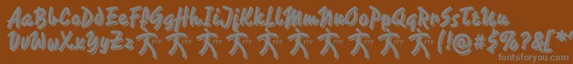 Fonte CaminataOneDemoFfp – fontes cinzas em um fundo marrom