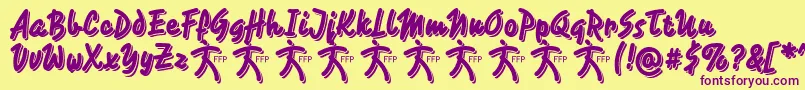More about CaminataOneDemoFfp Font CaminataOneDemoFfp Font – Purple Fonts on Yellow Background