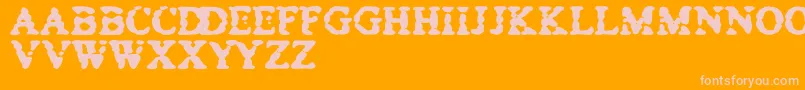 BowelTrouble-Schriftart – Rosa Schriften auf orangefarbenem Hintergrund