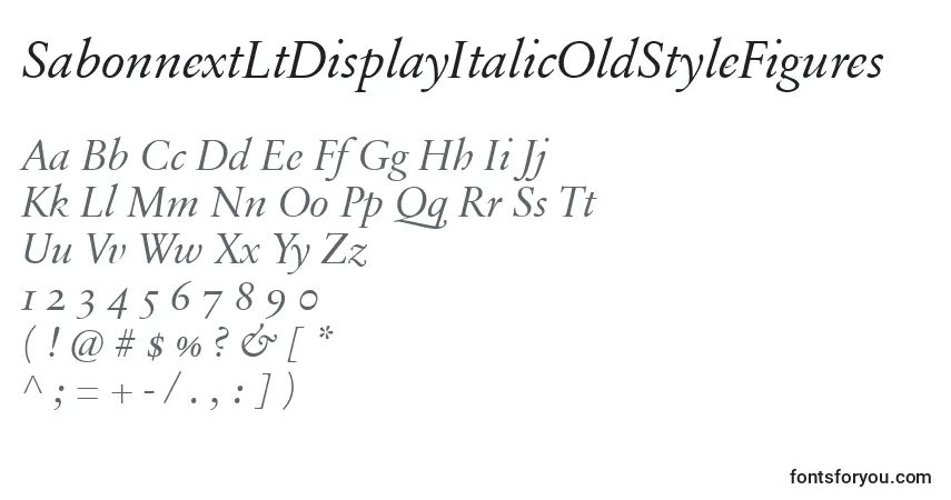 Schriftart SabonnextLtDisplayItalicOldStyleFigures – Alphabet, Zahlen, spezielle Symbole