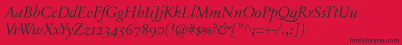 SabonnextLtDisplayItalicOldStyleFigures Font – Black Fonts on Red Background