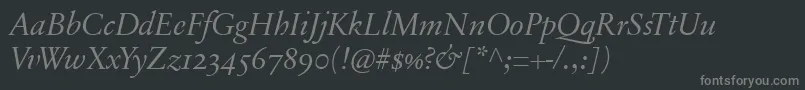 SabonnextLtDisplayItalicOldStyleFigures Font – Gray Fonts on Black Background