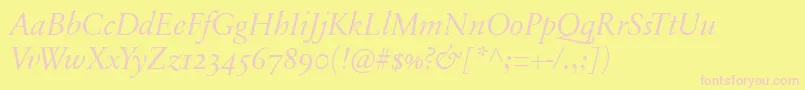 SabonnextLtDisplayItalicOldStyleFigures Font – Pink Fonts on Yellow Background