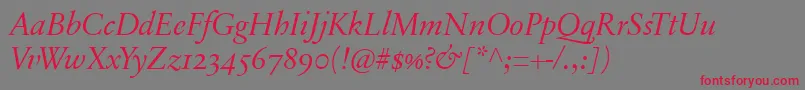 SabonnextLtDisplayItalicOldStyleFigures Font – Red Fonts on Gray Background