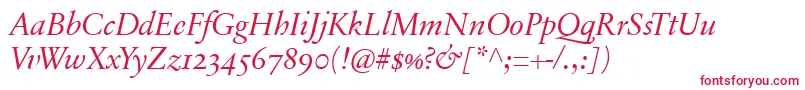 SabonnextLtDisplayItalicOldStyleFigures-Schriftart – Rote Schriften auf weißem Hintergrund