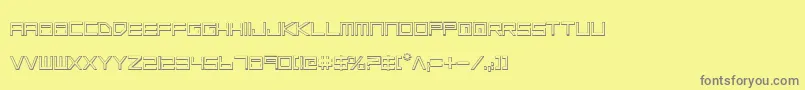 フォントLowGunScreenOutline – 黄色の背景に灰色の文字