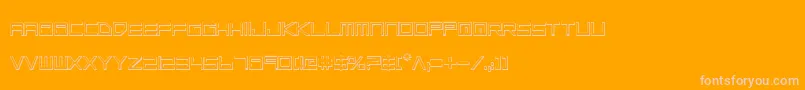 LowGunScreenOutline-Schriftart – Rosa Schriften auf orangefarbenem Hintergrund