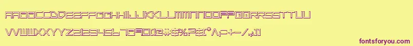 Czcionka LowGunScreenOutline – fioletowe czcionki na żółtym tle