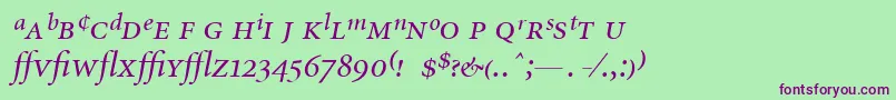 MinionExpertItalic Font – Purple Fonts on Green Background