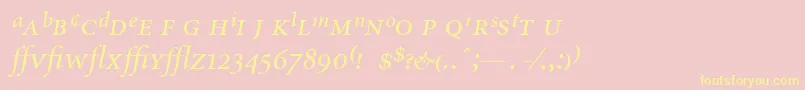 MinionExpertItalic-Schriftart – Gelbe Schriften auf rosa Hintergrund