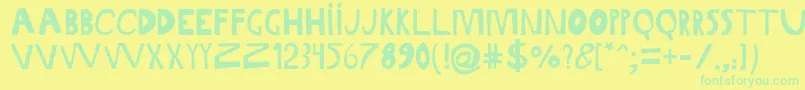 GabiSansIrregular-Schriftart – Grüne Schriften auf gelbem Hintergrund