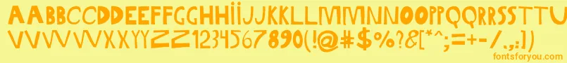 GabiSansIrregular-Schriftart – Orangefarbene Schriften auf gelbem Hintergrund