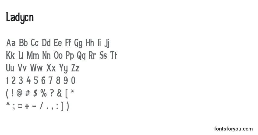 Schriftart Ladycn – Alphabet, Zahlen, spezielle Symbole