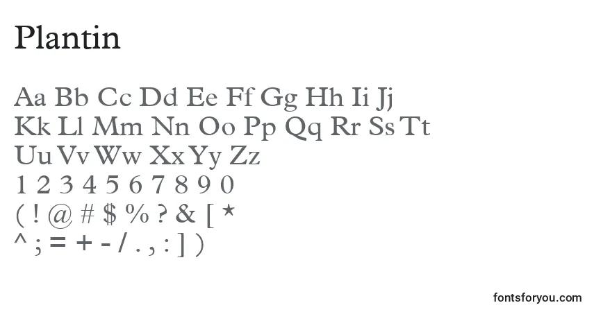 Schriftart Plantin – Alphabet, Zahlen, spezielle Symbole