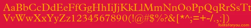 Plantin Font – Orange Fonts on Red Background