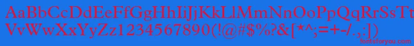 Plantin Font – Red Fonts on Blue Background