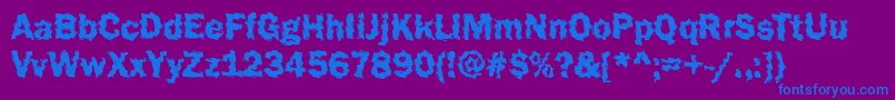 Funky44Bold-Schriftart – Blaue Schriften auf violettem Hintergrund