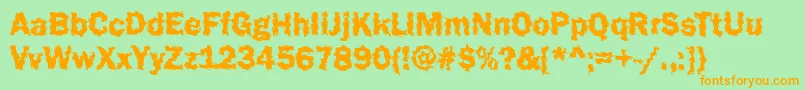 Funky44Bold-Schriftart – Orangefarbene Schriften auf grünem Hintergrund