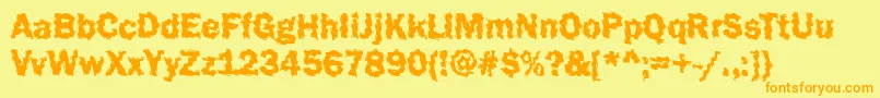 Funky44Bold-Schriftart – Orangefarbene Schriften auf gelbem Hintergrund