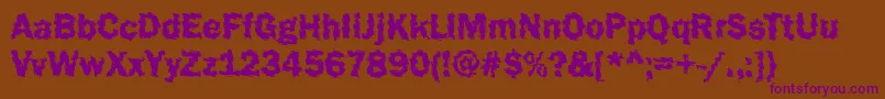 Funky44Bold-Schriftart – Violette Schriften auf braunem Hintergrund