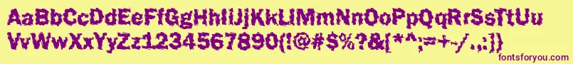 Funky44Bold-Schriftart – Violette Schriften auf gelbem Hintergrund