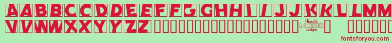 CometPositive-fontti – punaiset fontit vihreällä taustalla
