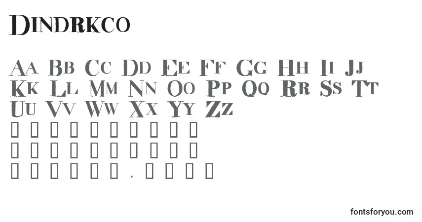Czcionka Dindrkco – alfabet, cyfry, specjalne znaki