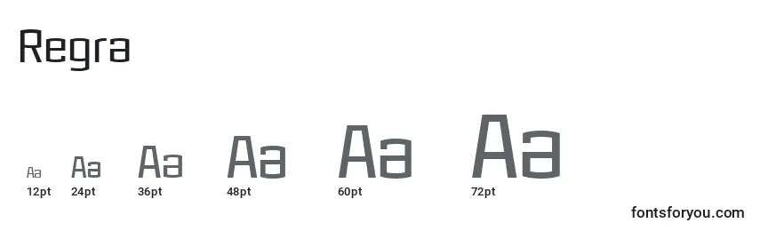 Размеры шрифта Regra