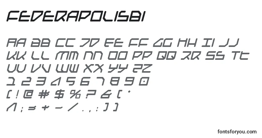 Schriftart Federapolisbi – Alphabet, Zahlen, spezielle Symbole