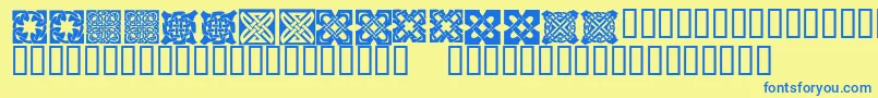 KrKelticTwo-Schriftart – Blaue Schriften auf gelbem Hintergrund