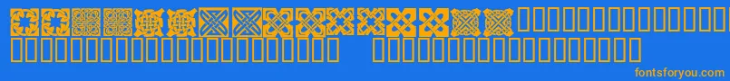 KrKelticTwoフォントについての詳細 フォントKrKelticTwo – オレンジ色の文字が青い背景にあります。