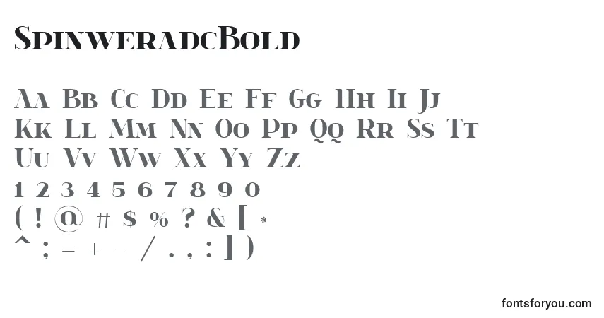 Шрифт SpinweradcBold – алфавит, цифры, специальные символы