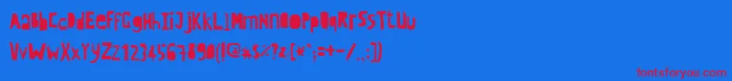 Czcionka Crewhassanpositivecondensed – czerwone czcionki na niebieskim tle