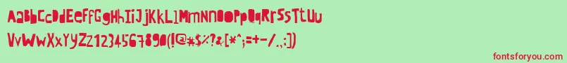 Crewhassanpositivecondensed-fontti – punaiset fontit vihreällä taustalla