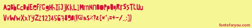 フォントCrewhassanpositivecondensed – 赤い文字の黄色い背景