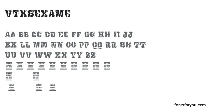 Fuente VtksExame - alfabeto, números, caracteres especiales