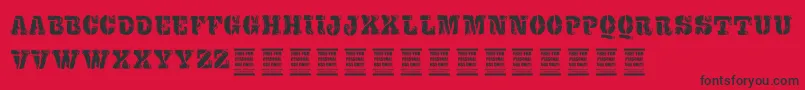 VtksExame Font – Black Fonts on Red Background