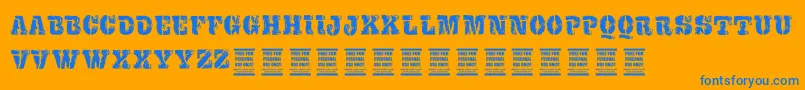 VtksExame Font – Blue Fonts on Orange Background