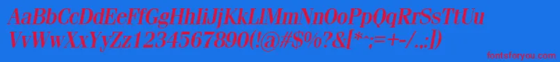 フォントSimeizlightBoldItalic – 赤い文字の青い背景
