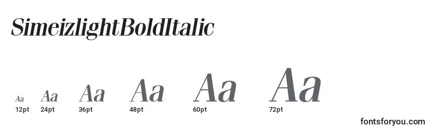Размеры шрифта SimeizlightBoldItalic