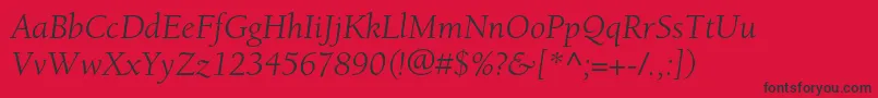BerkeleystdBookitalic-fontti – mustat fontit punaisella taustalla