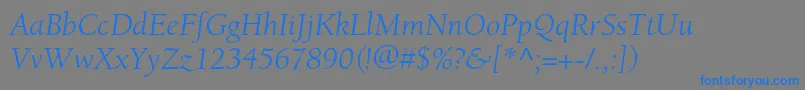 Fonte BerkeleystdBookitalic – fontes azuis em um fundo cinza