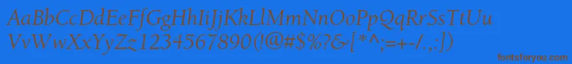 フォントBerkeleystdBookitalic – 茶色の文字が青い背景にあります。