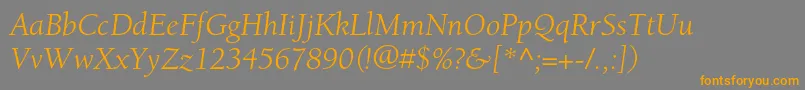 フォントBerkeleystdBookitalic – オレンジの文字は灰色の背景にあります。