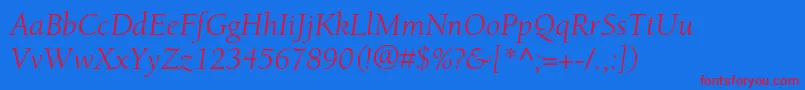 BerkeleystdBookitalic Font – Red Fonts on Blue Background