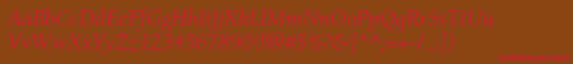 BerkeleystdBookitalic Font – Red Fonts on Brown Background
