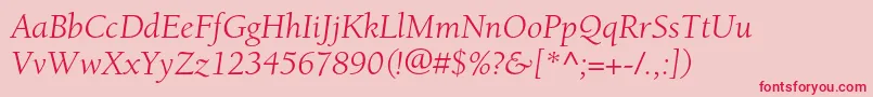 Czcionka BerkeleystdBookitalic – czerwone czcionki na różowym tle